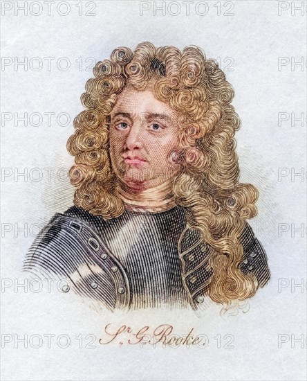 Sir George Rooke 1650, 1709, English naval commander and admiral. From the book Crabb's Historical Dictionary, published 1825, Historical, digitally restored reproduction from a 19th century original, Record date not stated