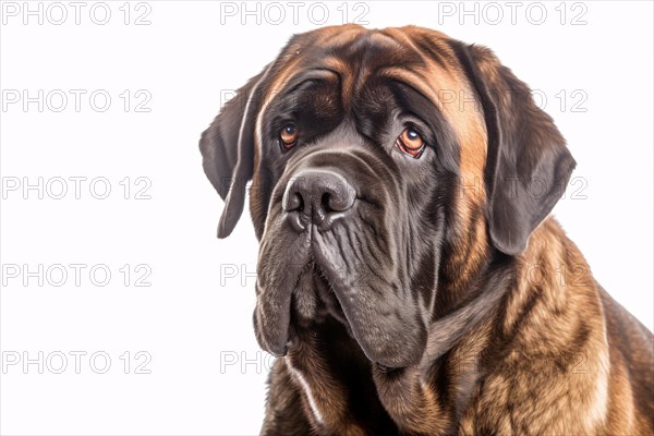 Portrait of Mastiff dog on white background. KI generiert, generiert AI generated