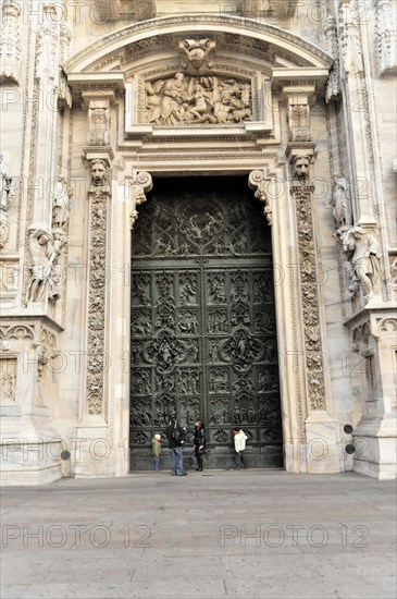 Entrance area, Milan Cathedral, Duomo, start of construction 1386, completion 1858, Milan, Milano, Lombardy, Italy, Europe