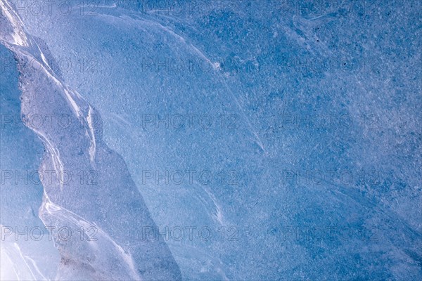 Ice structure in a glacier cave, winter, Morteratsch Glacier, Pontresina, Engadin, Grisons, Switzerland, Europe