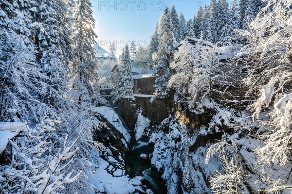 Snow-covered waterfall of the Gasteiner Ache, Bad Gastein, Gastein Valley, Hohe Tauern National Park, Salzburg Province, Austria, Europe