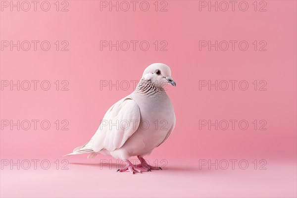 White dove on pink background. KI generiert, generiert AI generated