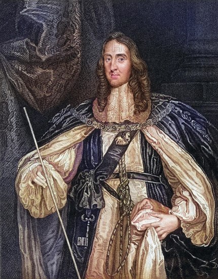 Edward Montagu, 2nd Earl of Manchester, Viscount Mandeville, 1602-1671, Parliamentary General in the English Civil War. From the book Lodge's British Portraits published in London 1823, Historical, digitally restored reproduction from a 19th century original, Record date not stated