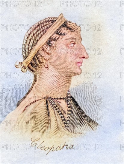 Cleopatra Filopater Nea Thea Cleopatra VII 69 BC-30 BC Last Queen of Egypt from the book Crabbs Historical Dictionary from 1825, Historical, digitally restored reproduction from a 19th century original, Record date not stated