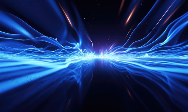 Abstract digital art of dynamic blue energy and light with a futuristic vibe AI generated