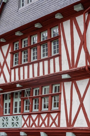 Half-timbered house, half-timbered house facade, historic old town, Morlaix, Departements Finistere, Brittany, France, Europe