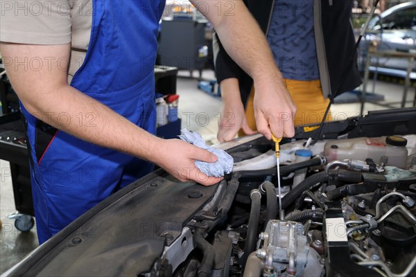 Oil change in the garage