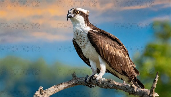 Ai generated, animal, animals, bird, birds, biotope, habitat, a, individual, perches, branch, western osprey (Pandion haliaetus)