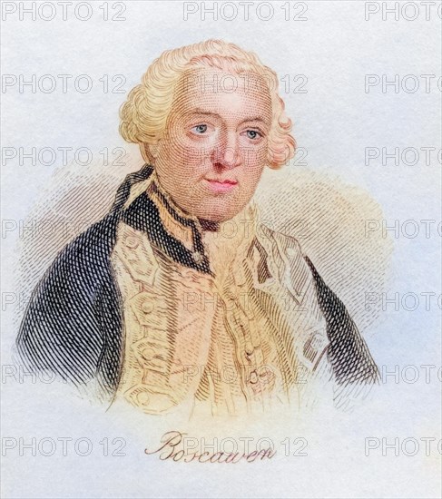 Edward Boscawen 1711, 1761, British Admiral and Member of Parliament. From the book Crabb's Historical Dictionary, published 1825, Historical, digitally restored reproduction from a 19th century original, Record date not stated