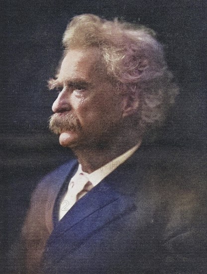 Mark Twain, pseudonym of Samuel Langhorne Clemens, 1835-1910, American writer and humourist. From the book The Masterpiece Library of Short Stories, America, Volume 15, Historical, digitally restored reproduction from a 19th century original, Record date not stated