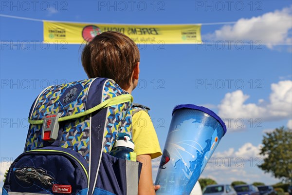 Child on the way to his first day of school (Mutterstadt, Germany, 14/08/2019), Europe