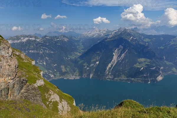 View from Niederbauen Kulm (1923m) to Bristenstock, Lake Lucerne, Canton Uri, Switzerland, Lake Lucerne, Uri, Switzerland, Europe
