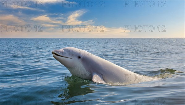 KI generated, animal, animals, mammal, mammals, biotope, habitat, one, individual, foraging, wildlife, beluga, beluga (Delphinapterus leucas) dolphin, dolphin, pilot whale, Arctic, skin bluish-white, cream-coloured, later white, carnivore, dolphin species, dolphin species