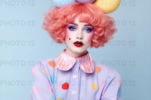 Young woman dressed up as clown. KI generiert, generiert AI generated