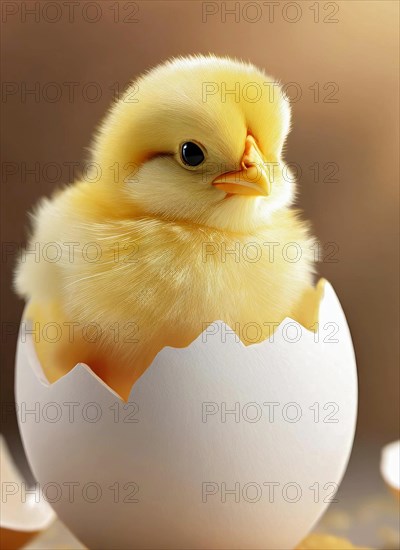 Cute little chick hatching from an egg, Easter chick, baby animal, AI generated, AI generated