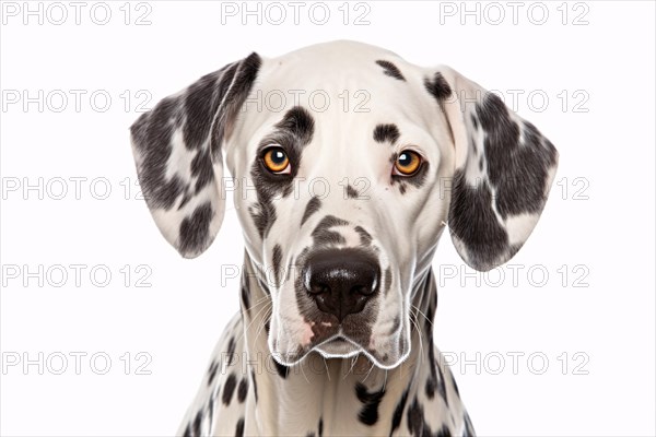 Portrait of Dalmatian dog on white background. KI generiert, generiert AI generated