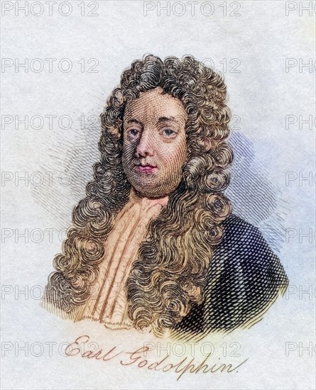 Sidney Godolphin 1st Earl of Godolphin 1645, 1712 British politician from the book Crabbs Historical Dictionary from 1825, Historical, digitally restored reproduction from a 19th century original, Record date not stated