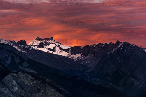Mountain landscape in the sunset with cloudy sky, mountains, mountain, alpine, evening sky, cloud, weather, panorama, nature, landscape, tourism, travel, mountain landscape, alpenglow, mountain panorama, Swiss Alps, Valais, Switzerland, Europe