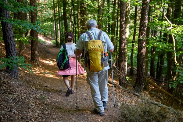 Couple hiking in the forest