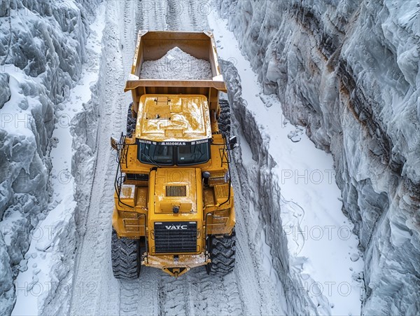 Lithium mining in a white salt lake in South America, AI generated