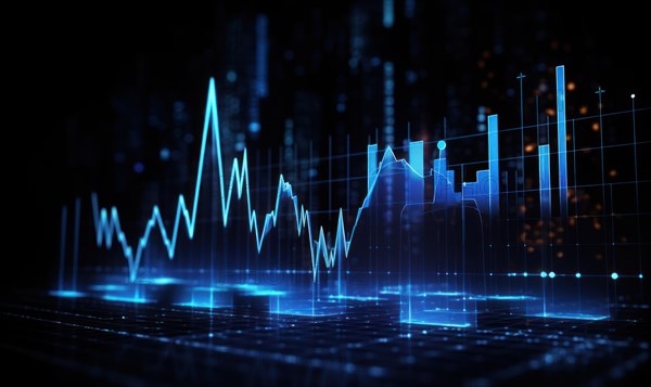 Stock market graph on digital screen. Business and financial concept AI generated