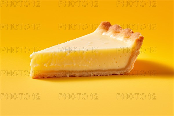 Slice of cheesecake on yellow background. KI generiert, generiert AI generated