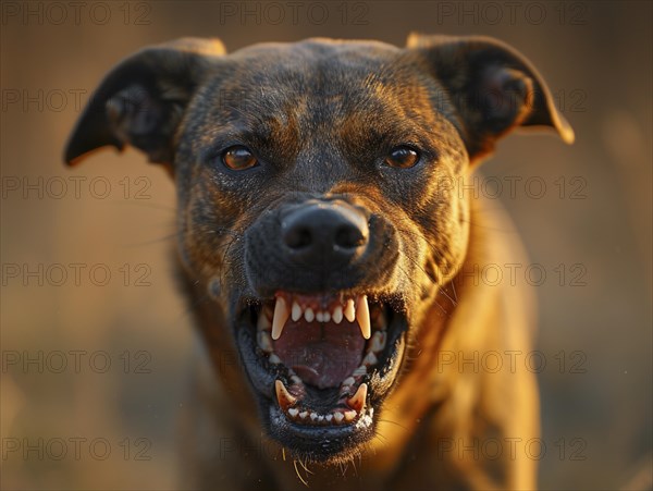 Very aggressive dog with bared teeth, AI generated