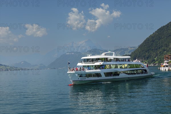 Excursion boat on Lake Lucerne, Canton of Lucerne, Switzerland, Lake Lucerne, Lucerne, Switzerland, Europe