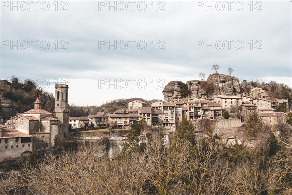 General panorama of the medieval town of Rupit in Catalonia Spain