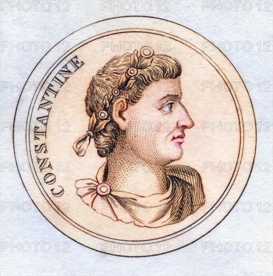 Constantine I. Flavius Valerius Constantinus AD 285, 337 Roman Emperor from the book Crabbs Historical Dictionary from 1825, Historical, digitally restored reproduction from an original from the 19th century, Record date not stated