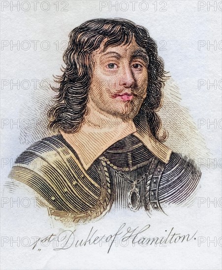 James Hamilton 1st Duke of Hamilton 1606 1649 Scottish nobleman and civil war general from the book Crabbs Historical Dictionary from 1825, Historical, digitally restored reproduction from a 19th century original, Record date not stated