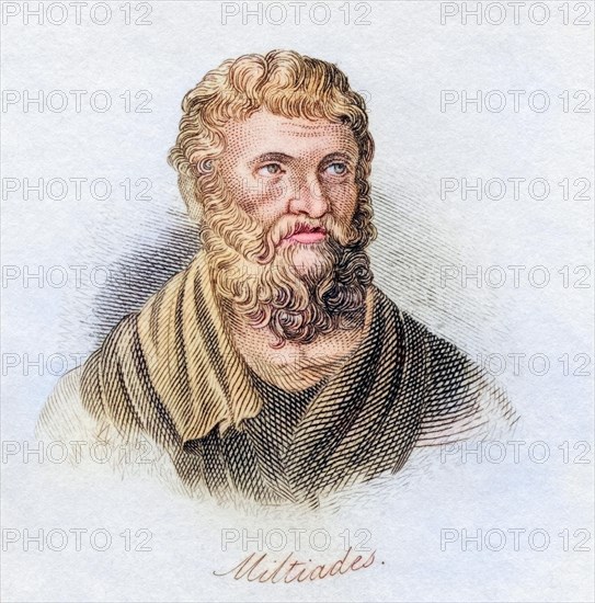 Miltiades the Younger, c. 550 BC, 489 BC Greek military commander and general. From the book Crabbs Historical Dictionary, published 1825, Historical, digitally restored reproduction from a 19th century original, Record date not stated