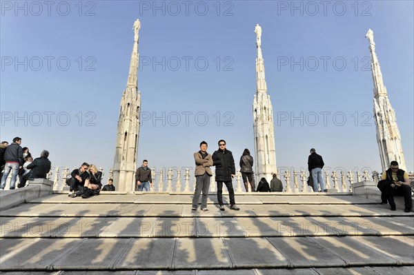 Towers, Milan Cathedral, Duomo, start of construction 1386, completion 1858, Milan, Milano, Lombardy, Italy, Europe