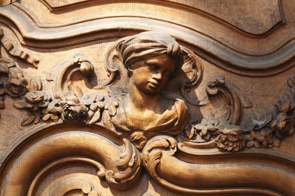 Carved door from around 1740, in Aix en Provence, Bouches-du-Rhone, Provence, France, Europe