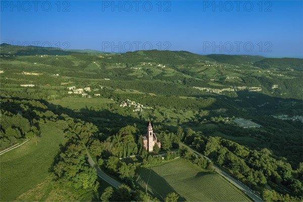 Eighteenth century church S. Marziale and the bell tower. Breonio fraction of the municipality of Fumane in Lessinia, area of the prealps next to verona in Italy