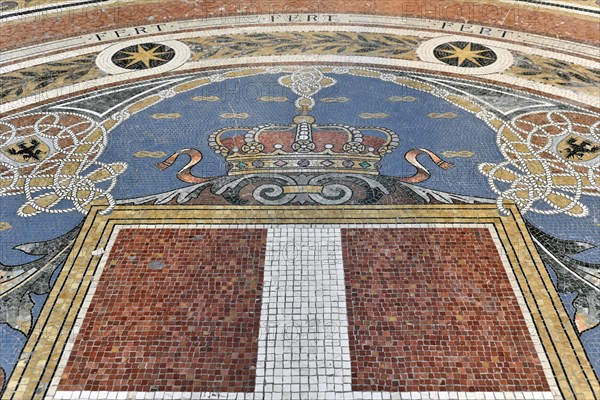 Detail, floor mosaic, marble floor, shopping arcade, arcades, Galleria Vittorio Emanuele II, Milan, Milano, Lombardy, Italy, Europe