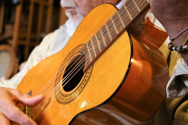 Guitar player, musician plays the guitar