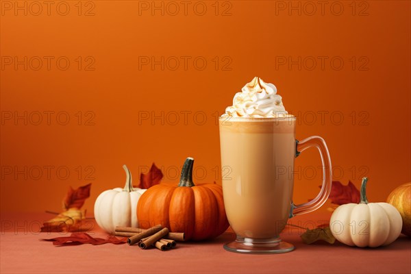 Pumpkin spice latte with cream. KI generiert, generiert AI generated