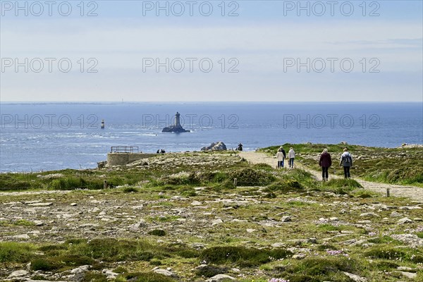 Atlantic Ocean in front of the rocks at Pointe du Raz, Plogoff, Finistere, Brittany, France, Europe