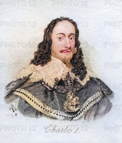 Charles I 1600-1649 King of England Scotland Wales and Ireland from the book Crabbs Historical Dictionary from 1825, Historical, digitally restored reproduction from a 19th century original, Record date not stated