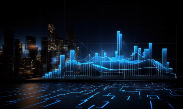 Stock market financial indicator on virtual screen. Investment and trading concept AI generated