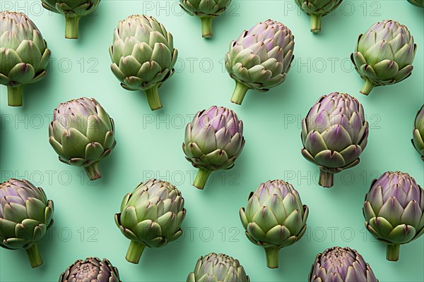 Top view of artichokes. KI generiert, generiert AI generated