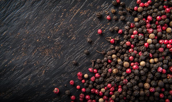 Pepper mix on a vintage background as detailed close-up shot (selective focus) AI generated