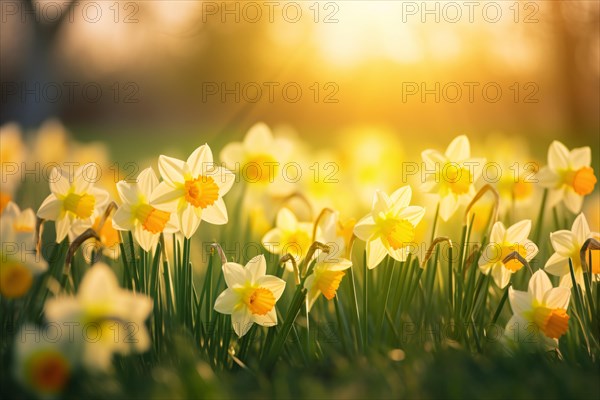Seasonal yellow Daffodil spring flowers. KI generiert, generiert AI generated