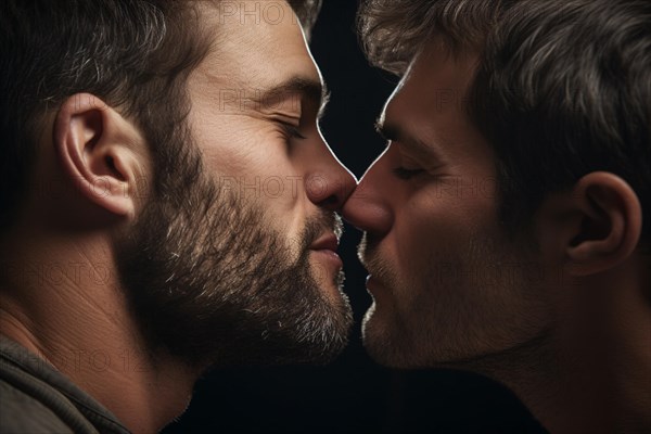 Two young man kissing. KI generiert, generiert AI generated