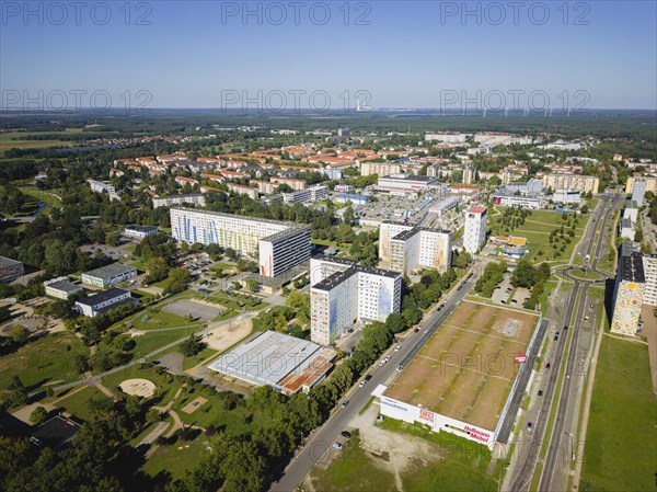GDR prefabricated buildings in the centre of Hoyerswerda, Hoyerswerda, Saxony, Germany, Europe