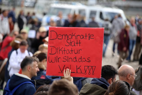 Lateral thinker demonstration in Stuttgart. The motto of the demonstration was Fundamental rights are not negotiable