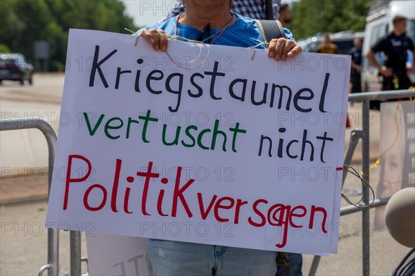 Peace demonstration in front of Ramstein Air Base against war and armament and in favour of diplomacy and negotiations