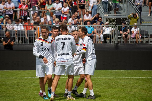 Fistball World Championship from 22 July to 29 July 2023 in Mannheim: The German national team won its opening match against Namibia 3:0 in sets