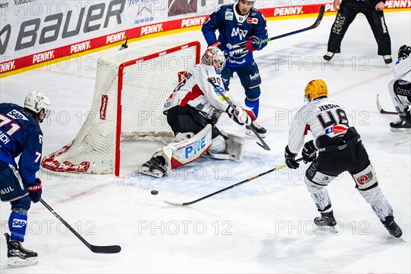 Game scene Adler Mannheim against Fischtown Pinguins Bremerhaven (PENNY DEL, German Ice Hockey League)